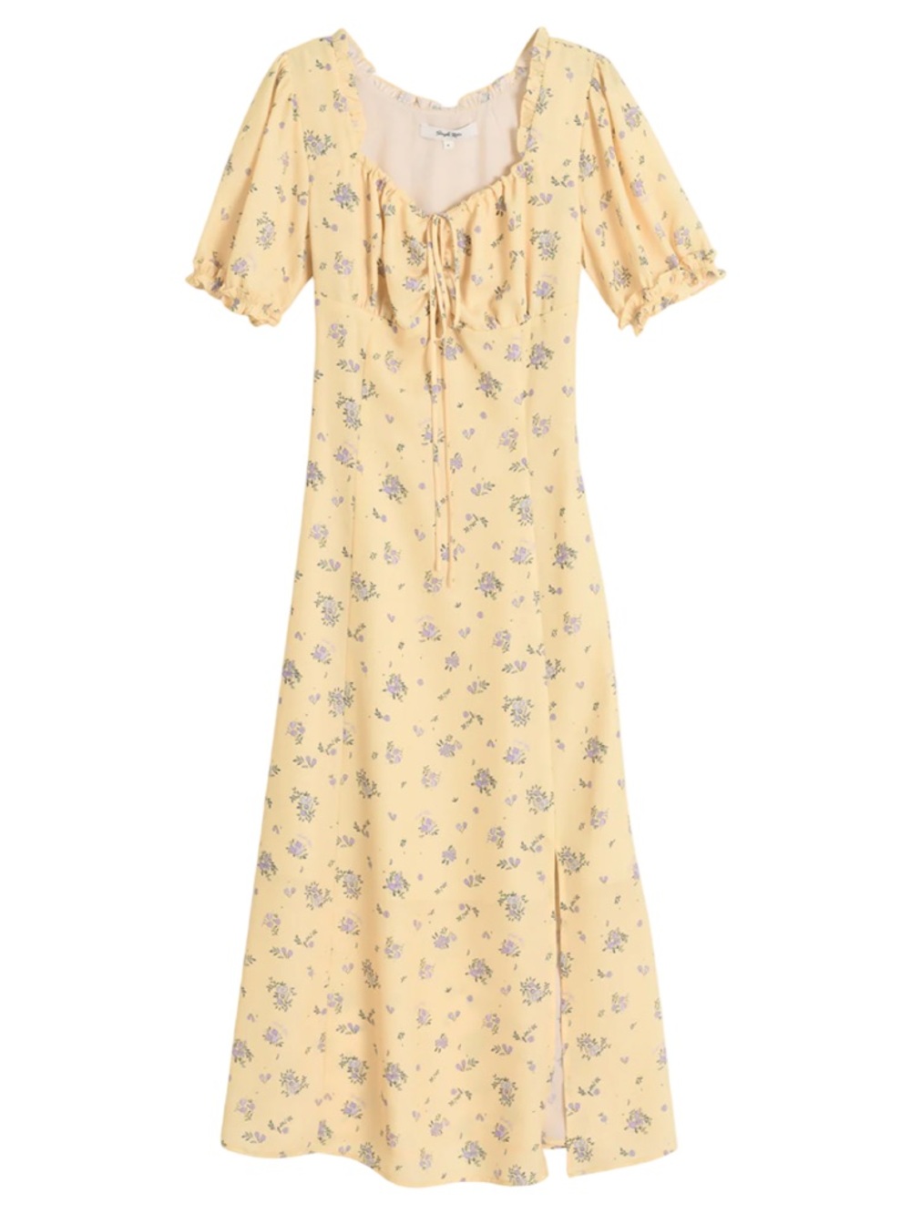 Simple Retro Magnolia Floral Yellow Midi Dress Medium EUC Coquette Cottagecore